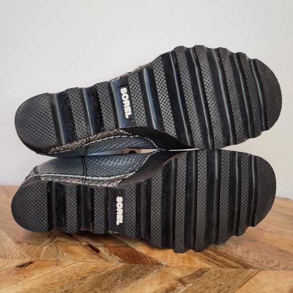 EUC Sorel PDX Lexie Wedge Bootie Women’s Size 8 (LL5289) Waterproof Black White - Picture 8 of 10
